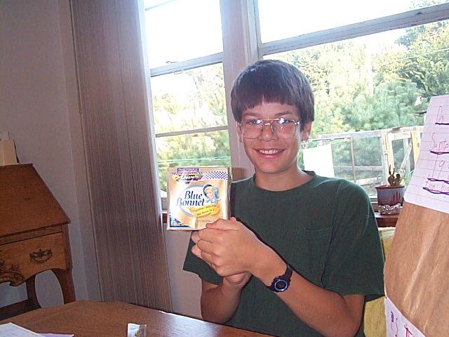 Showing off the newest grocery find in full confidence.