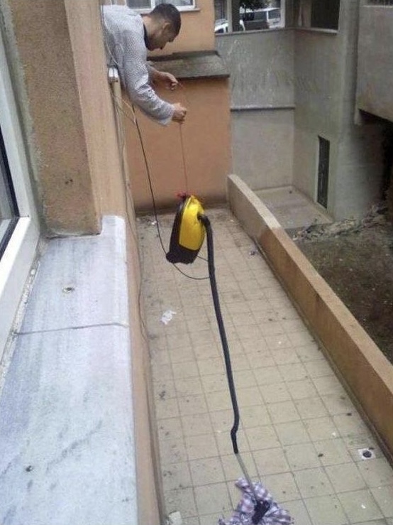 Vacuuming from the Balcony