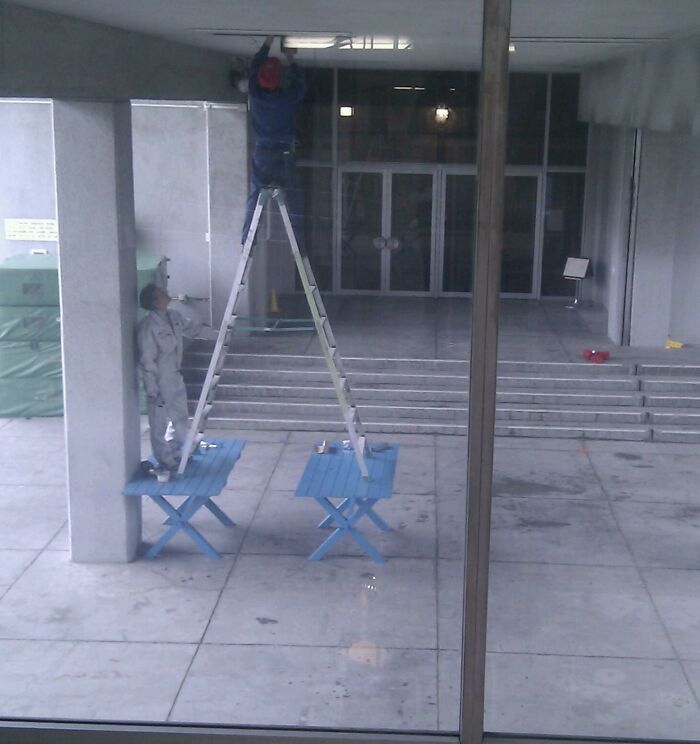 Safety is always the priority, until there's a ladder involved.