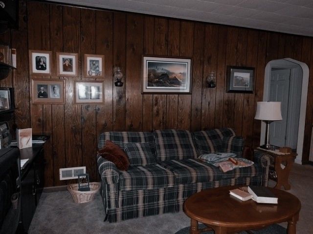Wood Paneling & the Sofa That Fought Back