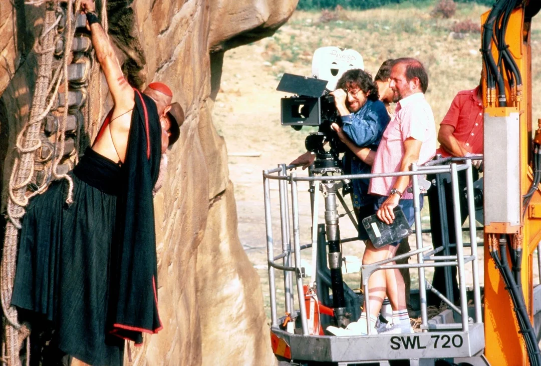 A very happy Spielberg makes the set happy.