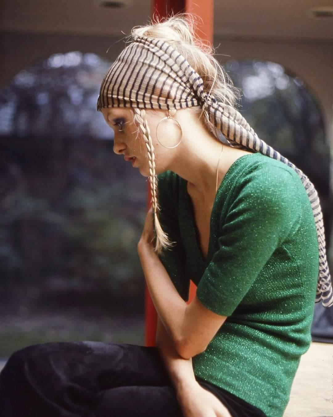 In the 70s with her unique look for the era.