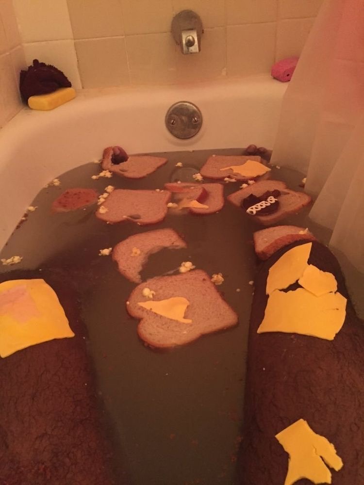 Bathtub Filled with Bread and Cheese