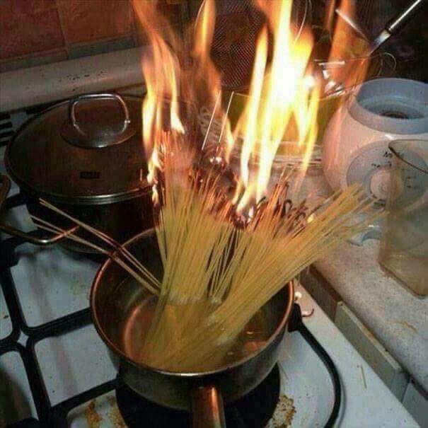 Boiling Pasta Catches Fire