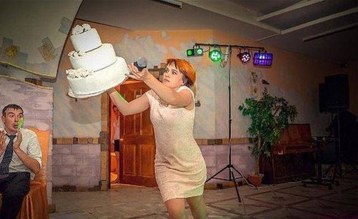 Woman Loses Wedding Cake Mid-Air