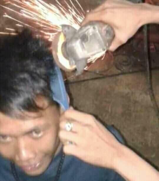 Haircut Using Metal Cutter