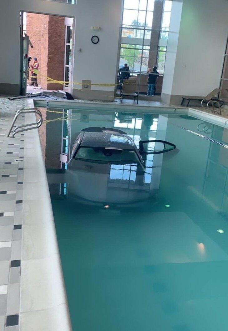 Car in Swimming Pool