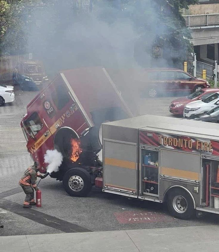 Fire Truck Catches Fire