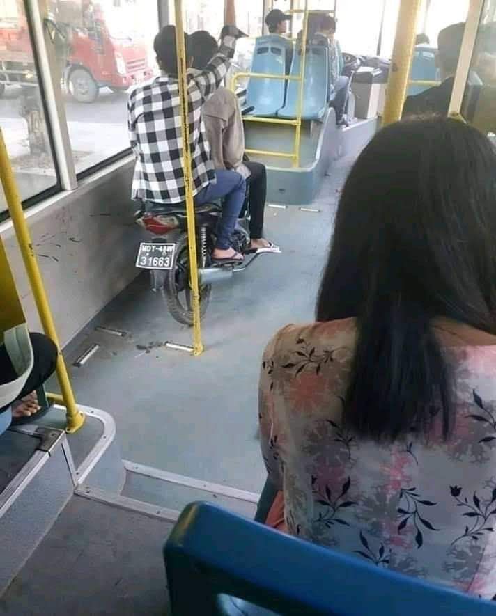 Motorcycle on a Bus