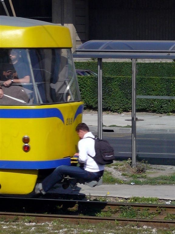 Holding Off Train like Spiderman