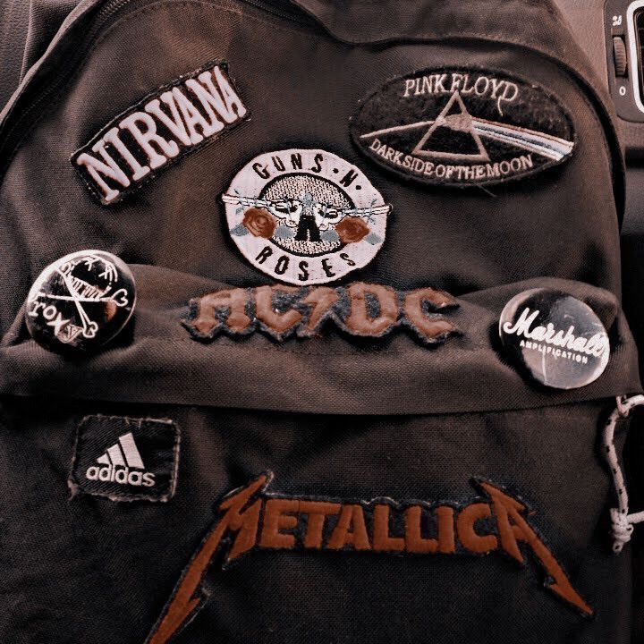 Backpack Covered in Band Patches