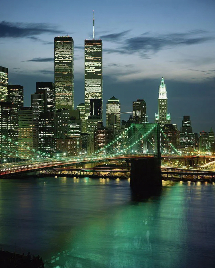 New York City Buildings at Night. 1990s