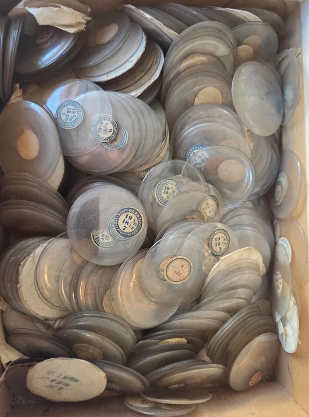 “—Small and round glass circles, found in a box of my late grandfather’s collections.”