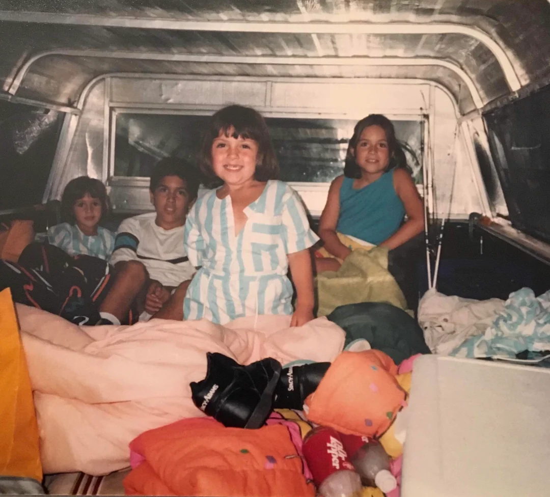 Riding in the back of a pickup truck