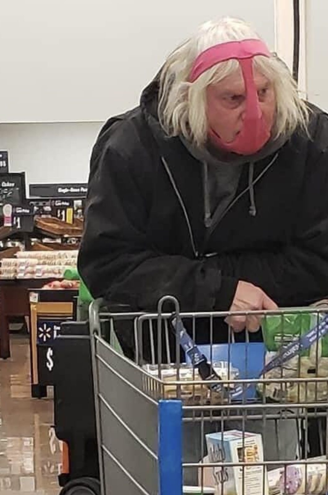 Man Wearing Women’s Underwear as Headgear