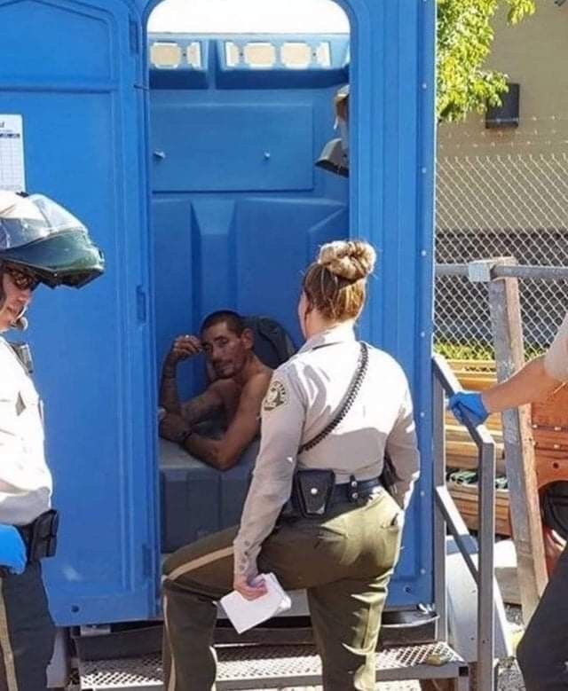 Man Stuck Inside a Toilet
