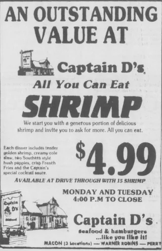 Captain D's shrimp deal, 1980s