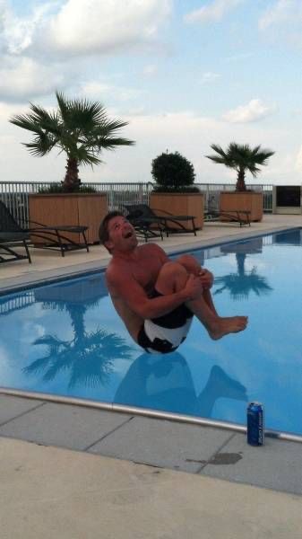 Man About to Make a Splash in the Pool