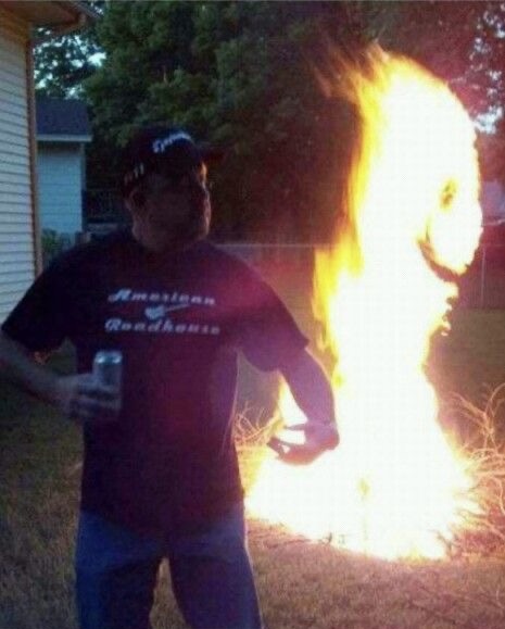 Man With Fire Forming a Smile