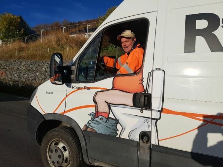 Man in a Truck with a Toilet Cartoon