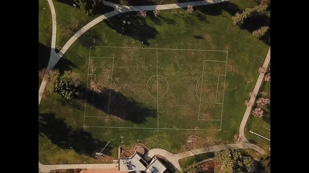 Crooked soccer field