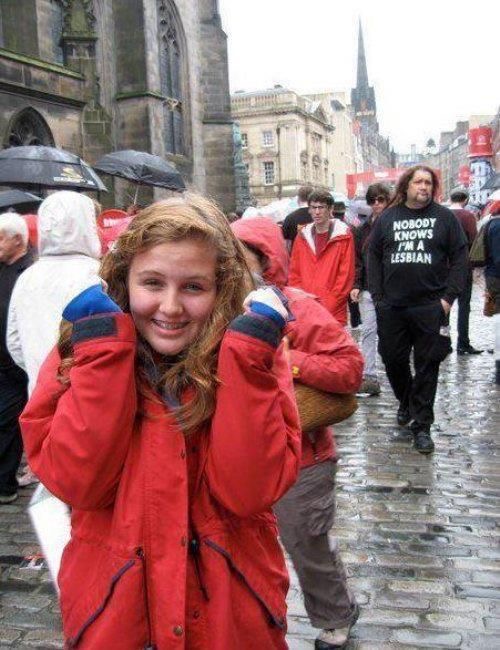 Girl Posing with a Guy Behind Her