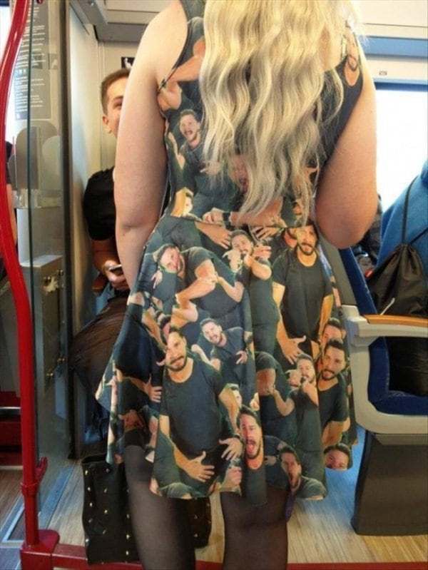 Girl Wearing a Dress Covered with a Man