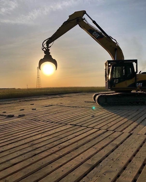 Crane Grabbing the Sun