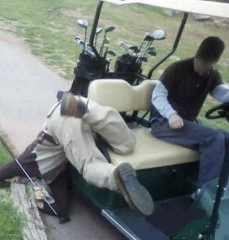 Man Falls Out of a Golf Cart Mid-Joyride