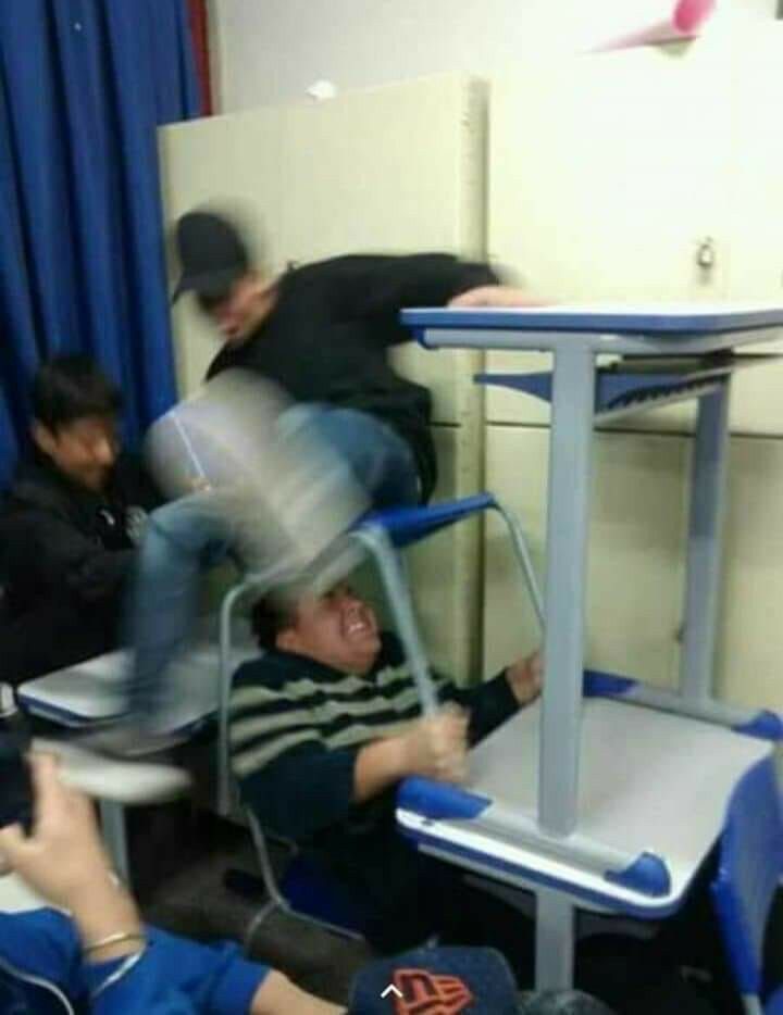 Boy Falls Off a Chair Onto His Friend