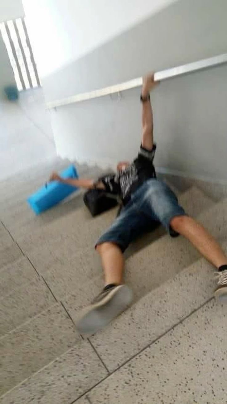 Guy Falls Off The Stairs