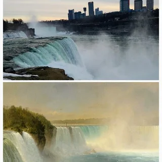 Niagara Falls, USA, early 1900s/2020s