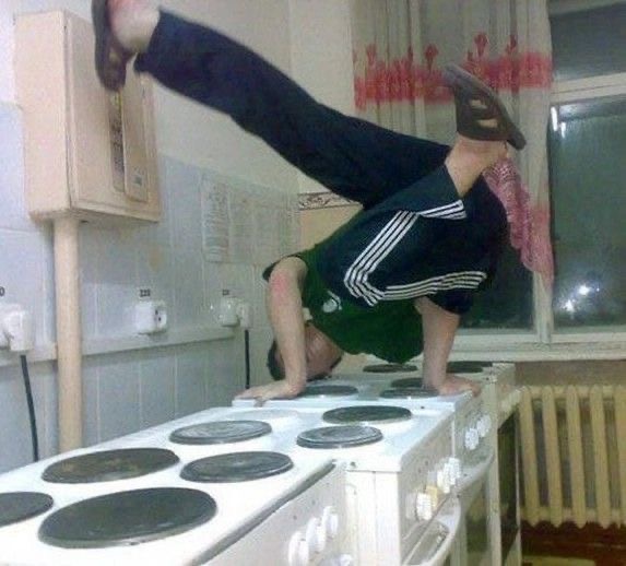 Kid Breakdancing on a Stove