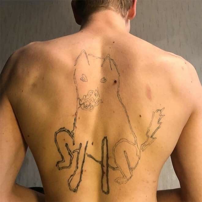 Huge Wolf Tattoo Across the Back