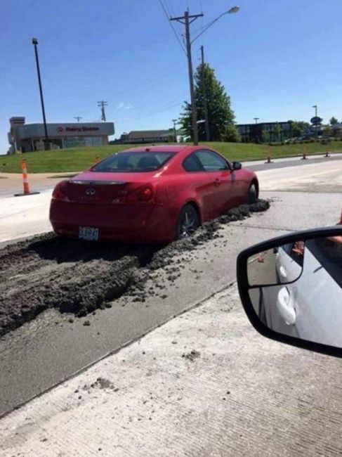 Car Stuck in Fresh Cement