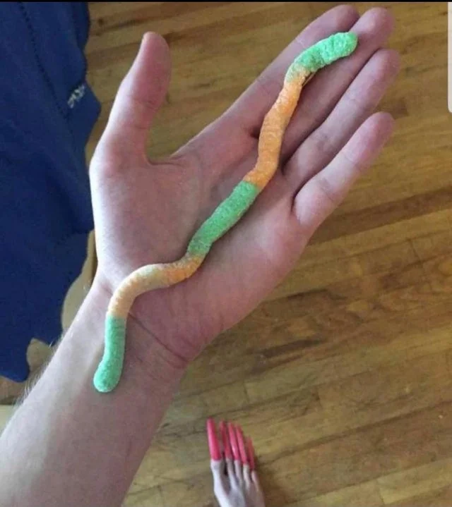 A long gummy worm