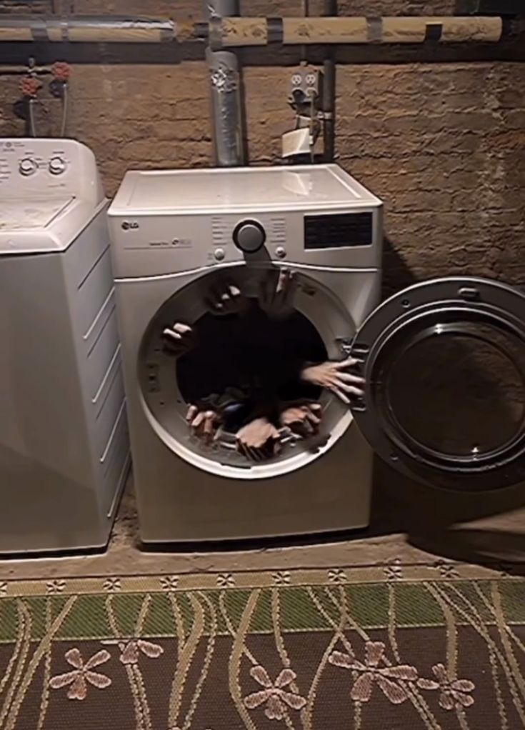 Multiple Hand on the Washer Machine