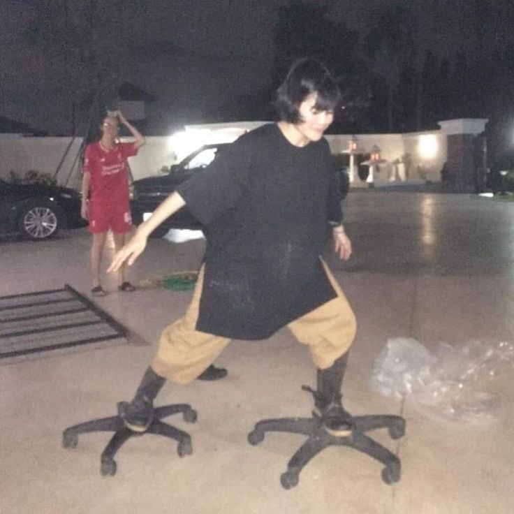 Girl Using Chair Legs as Shoes