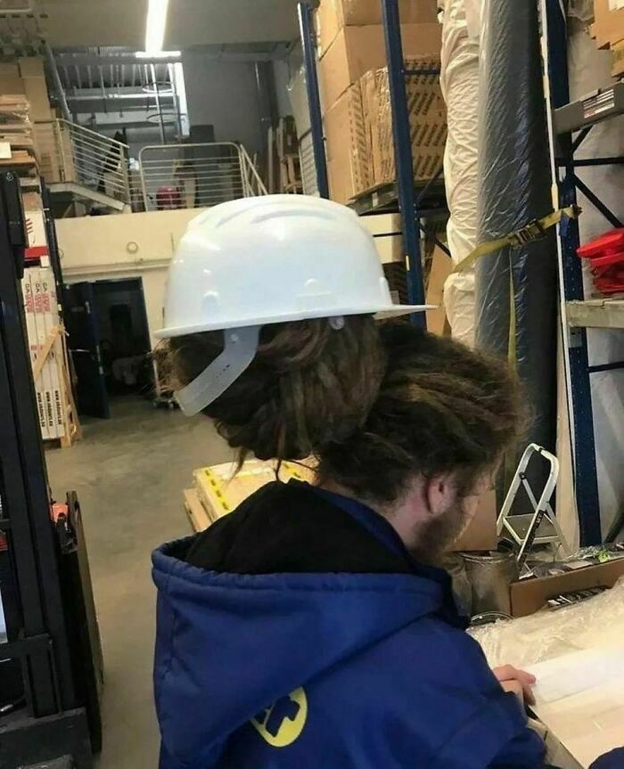Wearing Safety Helmet on The Hair