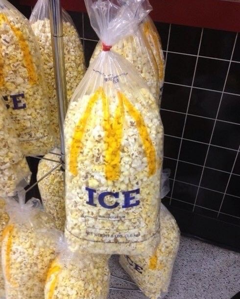 Bag of Ice Filled With Popcorn