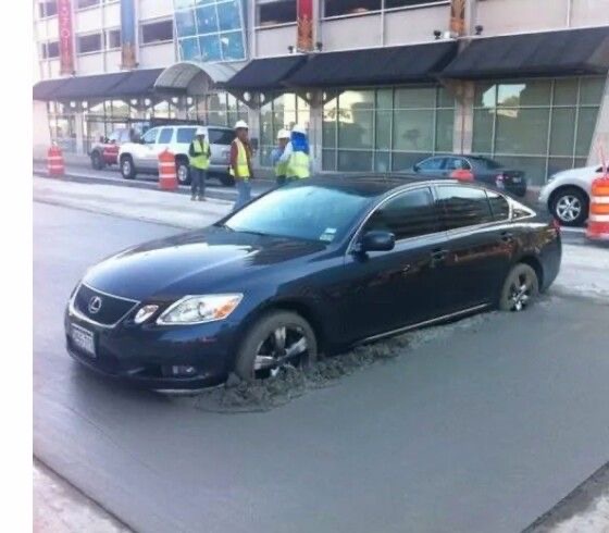 Car In Wet Cement