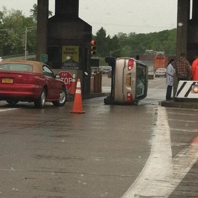 Car Tipped Sideways