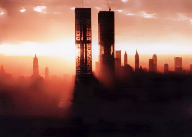 Sunset behind the towers
