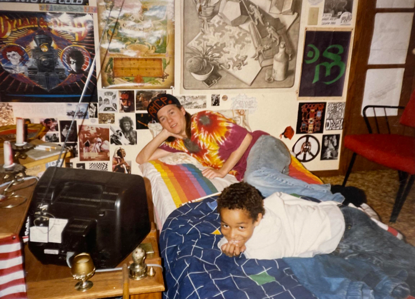 Teen in His Bedroom Wearing a Colorful Shirt