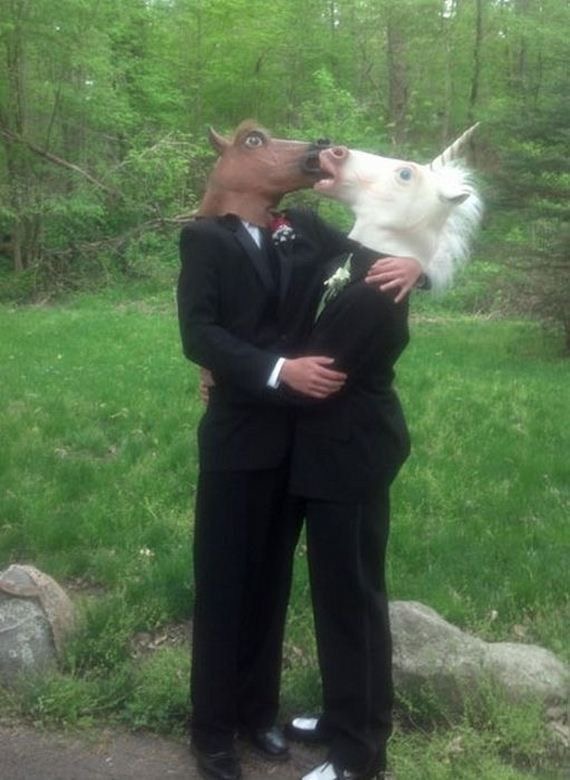 Horse-Head Lovers Locking Lips