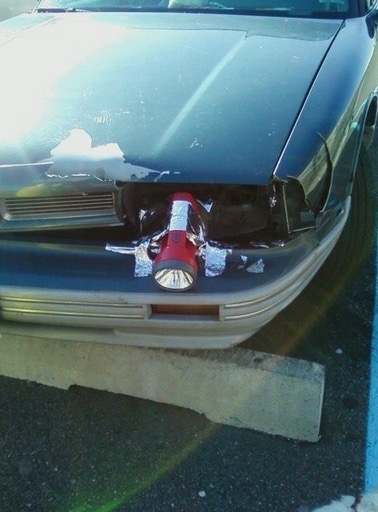 Broken Car Light Replaced With a Flashlight