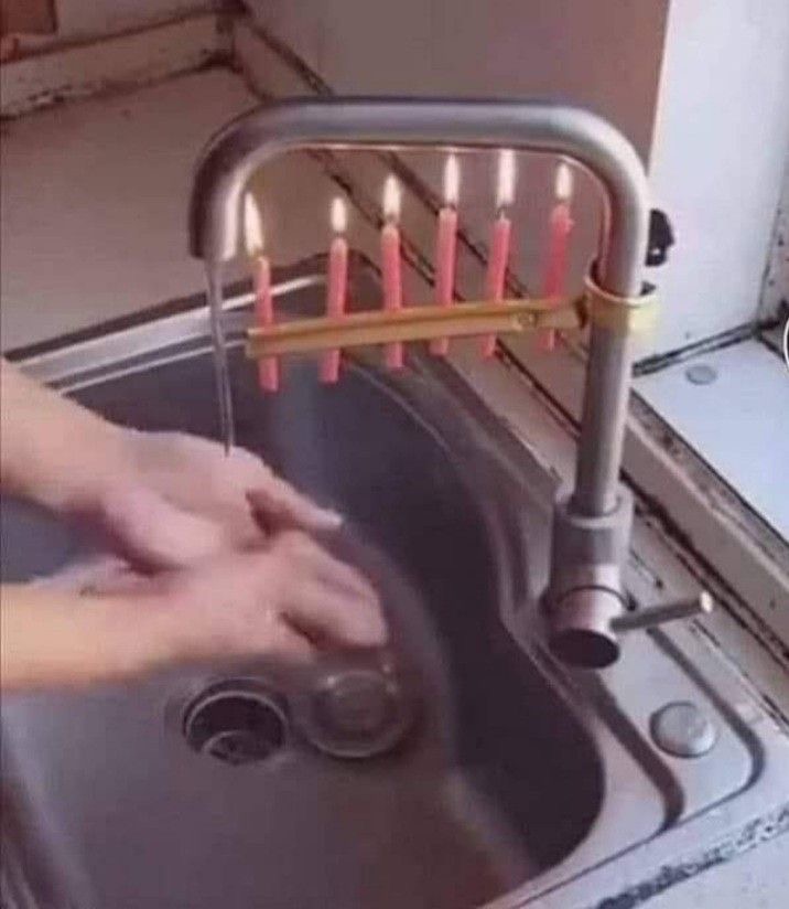 Candles Under the Faucet 