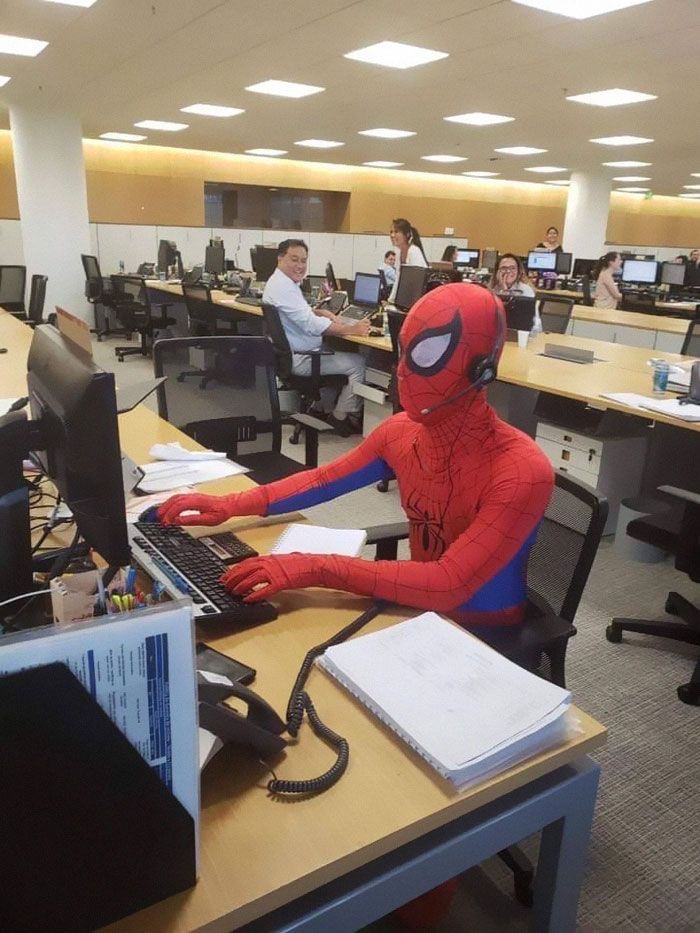 Spiderman Working a Normal Office Job