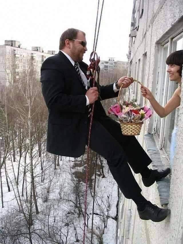 Man Delivers Flowers to Girl