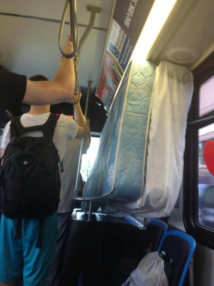 Huge Mattresses Inside a Bus